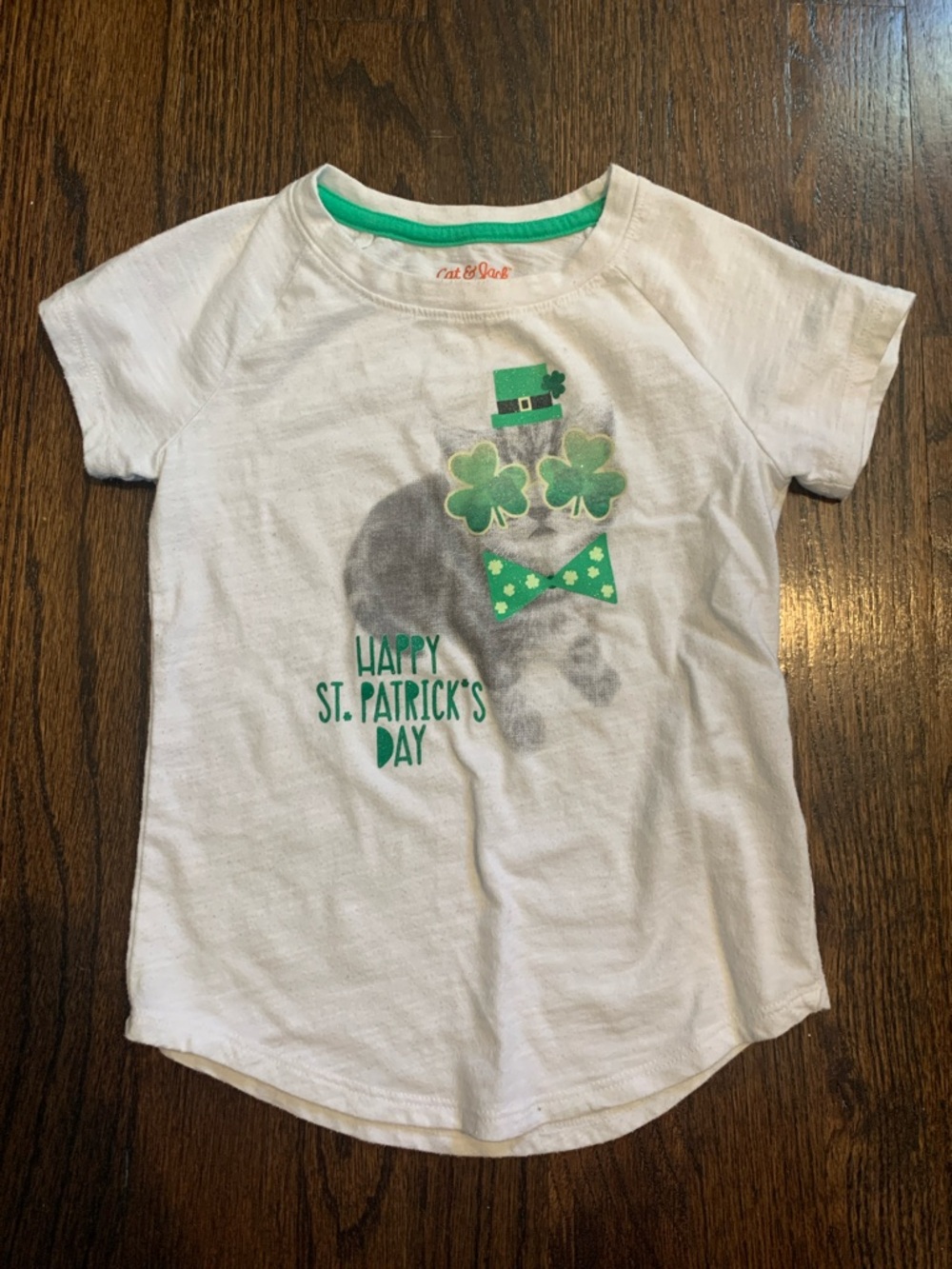 Cat & Jack White Tee with Green St. Patrick's Day Graphics